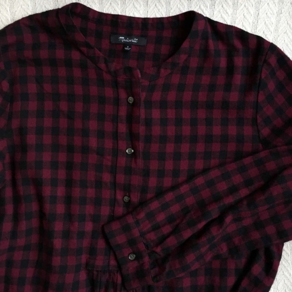 Madewell Market Popover Top in Burgundy Gingham